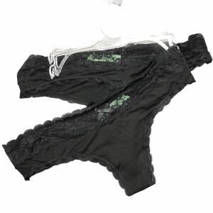 Honeydew Intimates Ahna Black Lace Trim Thongs XL